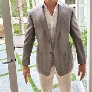 Canali Blazer/Suit Jacket, Size 54R (US), Grey Plaid